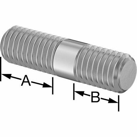 BSC PREFERRED Threaded on Both Ends Stud 316 Stainless Steel M8 x 1.25mm Size 14mm and 10mm Thread Len 30mm Long 5580N121
